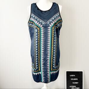 Anthropologie Greylin blue chevron shift dress sleeveless size large